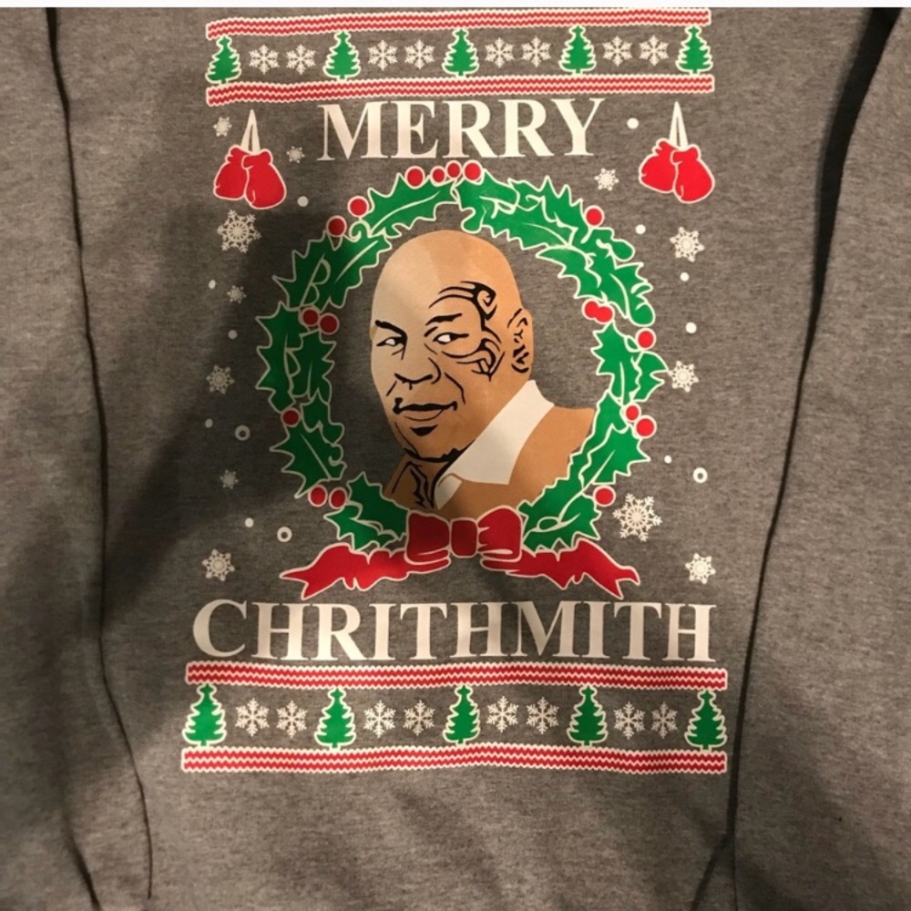 Mike Tyson ugly Chrithmith sweater.